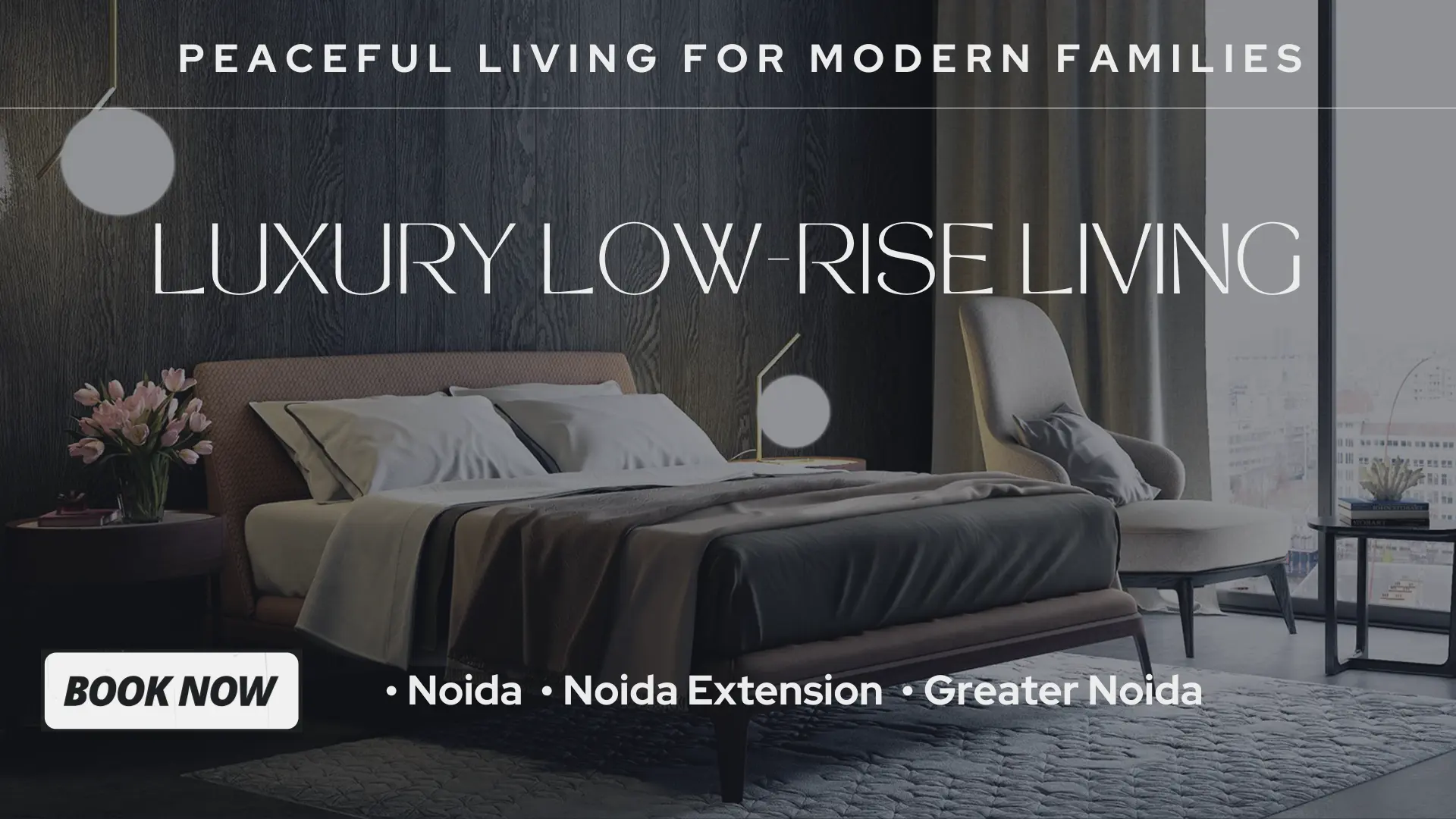 Luxury low rise builder floor in Noida Region with modern bedroom interior